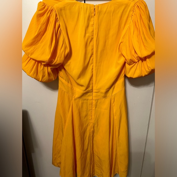 1. State Short Puffed Sleeve V-Neck Suede Satin Mini Dress - Picture 7 of 9